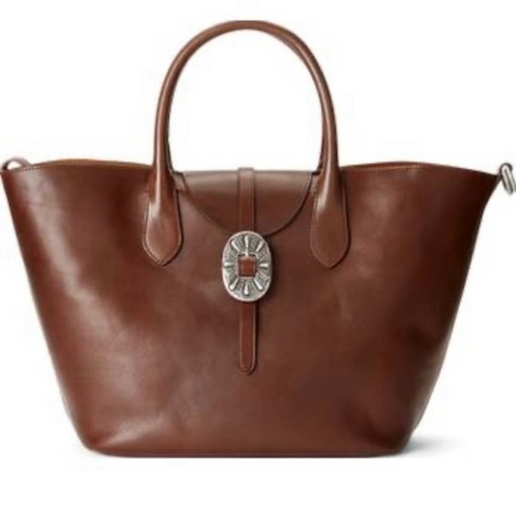 RARE Polo Ralph Lauren Concho Leather Large Bellport Tote Bag NEW - Picture 2 of 11
